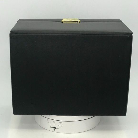 Songmics Leather Travel 3 Tier Fold Out Locking Jewelry Box Mirror & Handle Blk - Picture 11 of 16